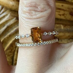 Brazilian Citrine Sterling Silver Ring Set Size 7.75